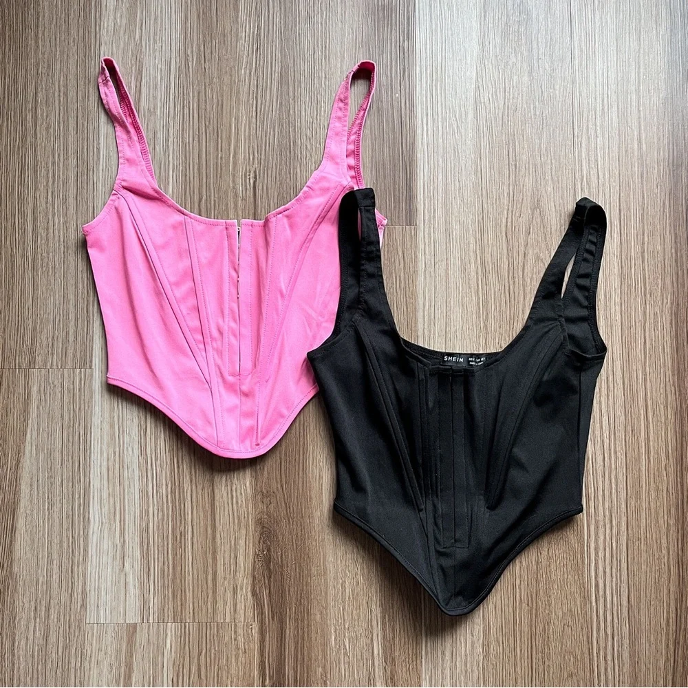 SHEIN Corsets in Black and Bubblegum Pink in S - Picture 1 of 4